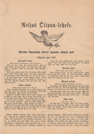 Neljas Õlipuu-leheke : Wenemaa Ewangeliumi Luteruse koguduste abikassa poolt. Paastu ajal 1888