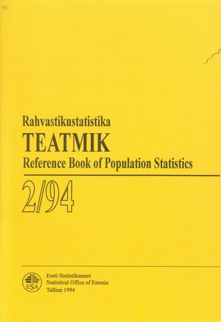Rahvastikustatistika teatmik = Reference book of population statistics ; 2 1994