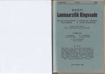 Eesti Loomaarstlik Ringvaade ; 3. vihk 1926