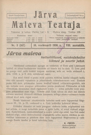 Järva Maleva Teataja ; 3 (167) 1936-02-10