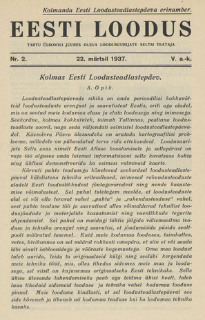 Eesti Loodus ; 2 1937-05-15