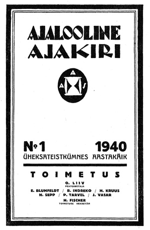 Ajalooline Ajakiri ; 1 1940