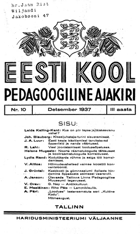 Eesti Kool ; 10 1937-12