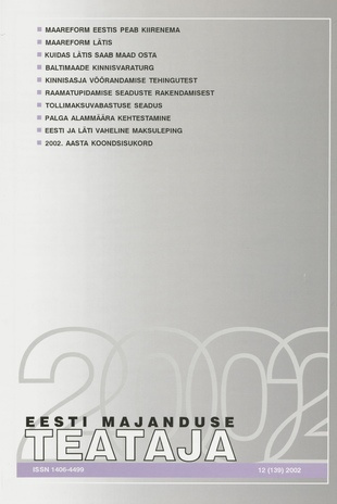 Eesti Majanduse Teataja : majandusajakiri aastast 1991 ; 12 (139) 2002