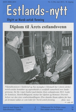 Estlands-nytt : allment tidsskrift for Estlands-interesserte ; 2 (56) 2013-05