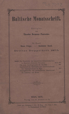Baltische Monatsschrift ; 3 1875