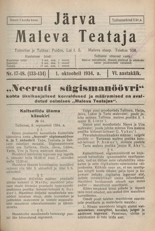 Järva Maleva Teataja ; 17-18 (133-134) 1934-10-01