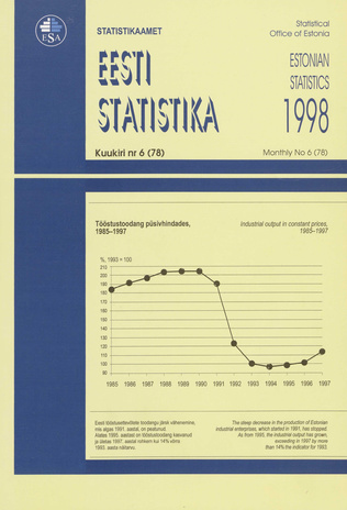 Eesti Statistika Kuukiri = Monthly Bulletin of Estonian Statistics ; 6(78) 1998-07