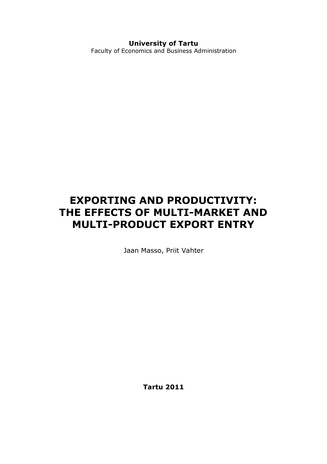 Exporting and productivity : the effects of multi-market and multi-product export entry ; 83 (Working paper series)