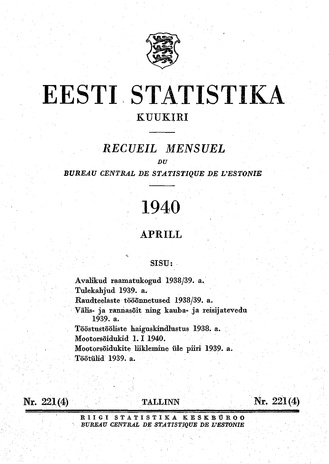 Eesti Statistika : kuukiri ; 221 (4) 1940-04