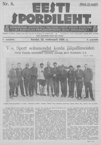 Eesti Spordileht ; 8 1929-02-22