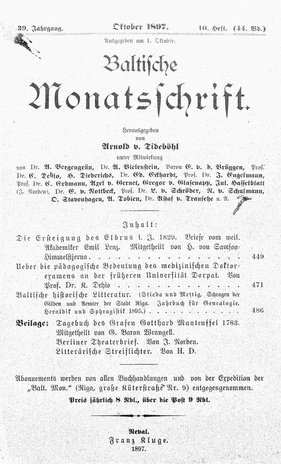 Baltische Monatsschrift ; 10 1897-10