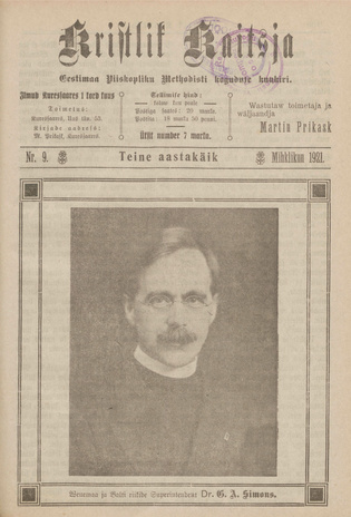 Kristlik Kaitsja : Eesti metodistide häälekandja ; 9 1921-09
