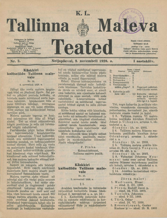 K. L. Tallinna Maleva Teated ; 2 1928-11-08