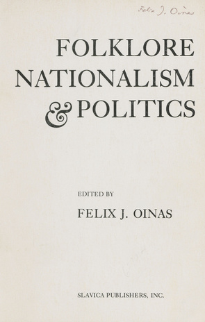Folklore, nationalism, and politics 
