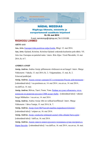 Nädal meedias ; 12. - 18. mai 2014