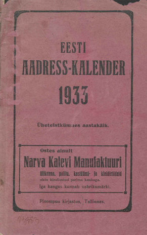 Eesti aadress-kalender ; 1933
