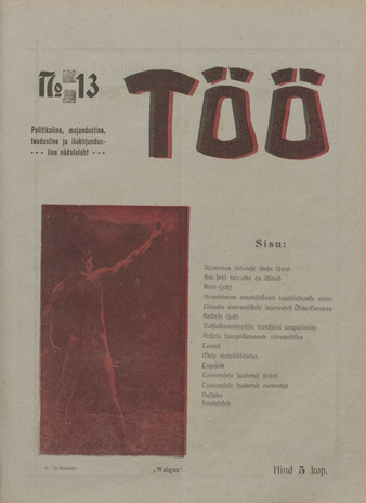 Töö : politikaline, majandusline, teadusline ja ilukirjandusline nädalaleht ; 13 1909-11-07