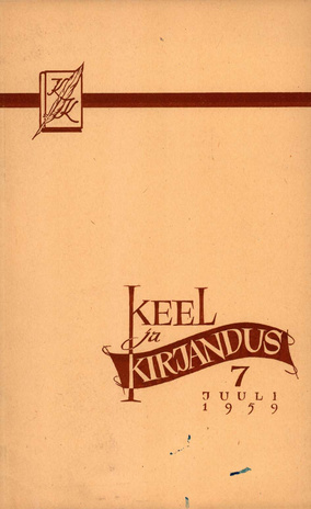 Keel ja Kirjandus ; 7 1959-07