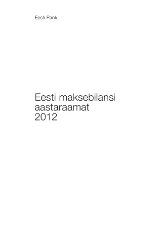 Eesti maksebilansi aastaraamat ; 2012