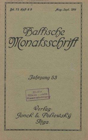 Baltische Monatsschrift ; 8/9 1911-08/09