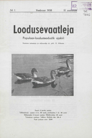 Loodusevaatleja : populaar-loodusteaduslik ajakiri ; 1 1938-02-07