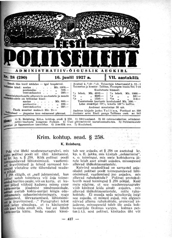 Eesti Politseileht ; 28 1927