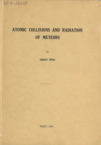Atomic collisions and radiation of meteors