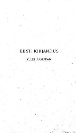 Eesti Kirjandus ; sisukord 1911
