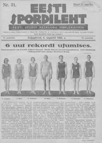 Eesti Spordileht ; 31 1925-08-06