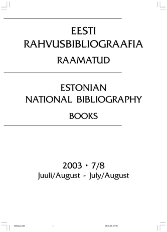 Eesti Rahvusbibliograafia. Raamatud ; 7/8 2003-07