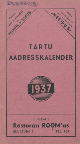 Tartu aadresskalender 1937 
