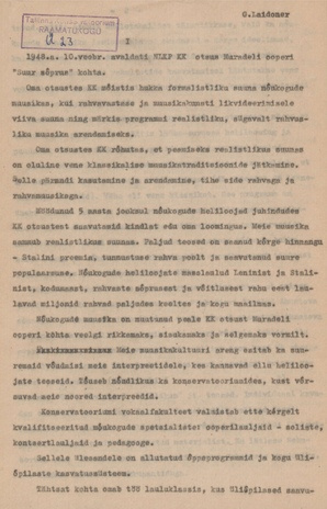 Õpperepertuaari arenemine ja selle kasutamine Tallinna Riiklikus Konservatooriumis aastail 1948-1953