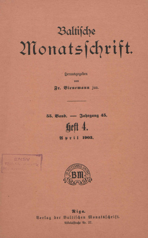 Baltische Monatsschrift ; 4 1903-04