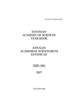 Estonian Academy of Sciences year book ; 13 (40) 2007