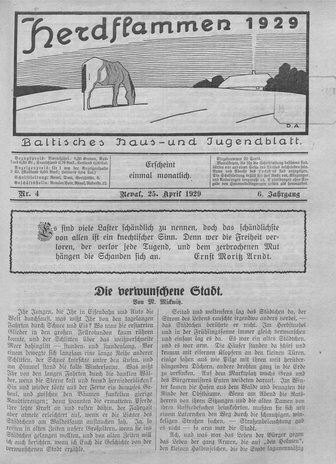Herdflammen : Baltisches Haus- und Jugendblatt ; 4 1929-04-25