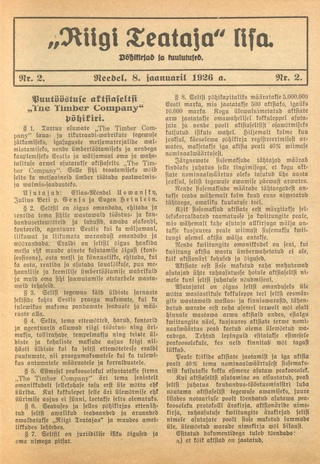 Riigi Teataja Lisa : seaduste alustel avaldatud teadaanded ; 2 1926-01-08