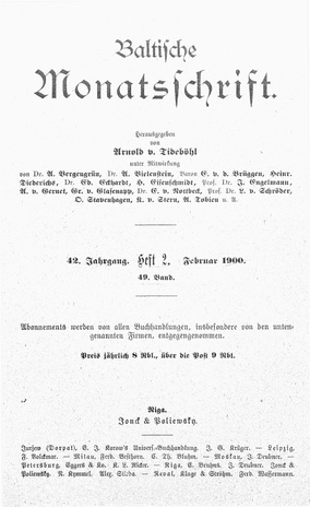 Baltische Monatsschrift ; 2 1900-02