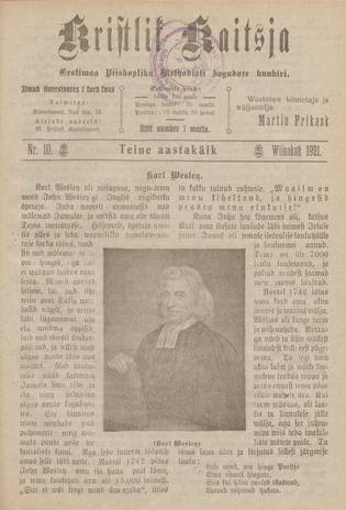 Kristlik Kaitsja : Eesti metodistide häälekandja ; 10 1921-10