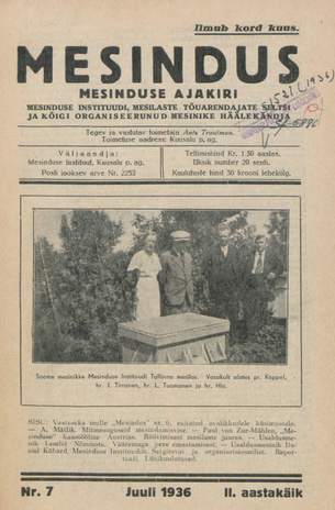 Mesindus : mesinduse ajakiri : Mesinduse Instituudi, Mesilaste Tõuarendajate Seltsi ja kõigi organiseerunud mesinike häälekandja ; 7 1936-07