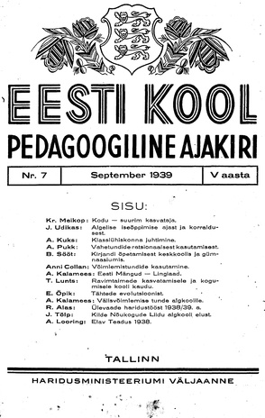Eesti Kool ; 7 1939-09