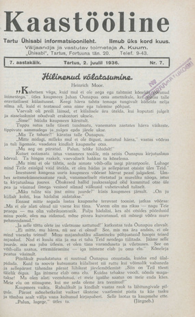 Kaastööline : Tartu Ühisabi Informatsioonileht ; 7 1936-07-02