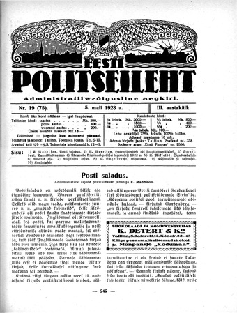 Eesti Politseileht ; 19 1923