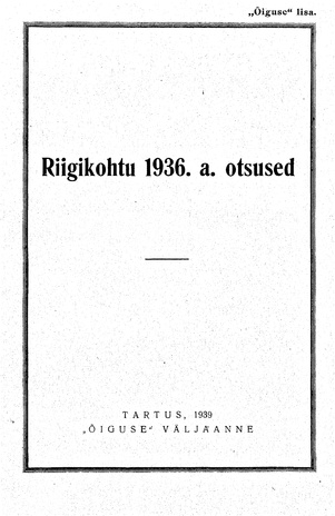 Riigikohtu otsused ; 1936