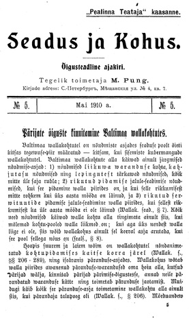 Seadus ja Kohus ; 5 1910-05