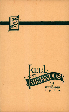 Keel ja Kirjandus ; 9 1960-09