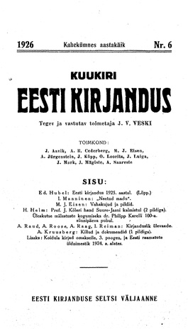 Eesti Kirjandus ; 6 1926