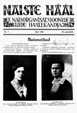 Naiste Hääl ; 5 1929-05