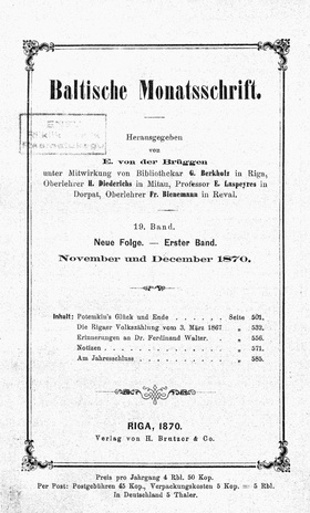 Baltische Monatsschrift ; 1870-11/12