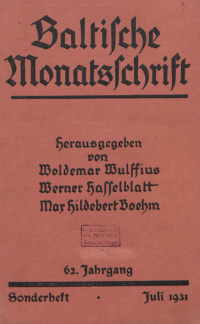 Baltische Monatsschrift ; erinumber 1931-07